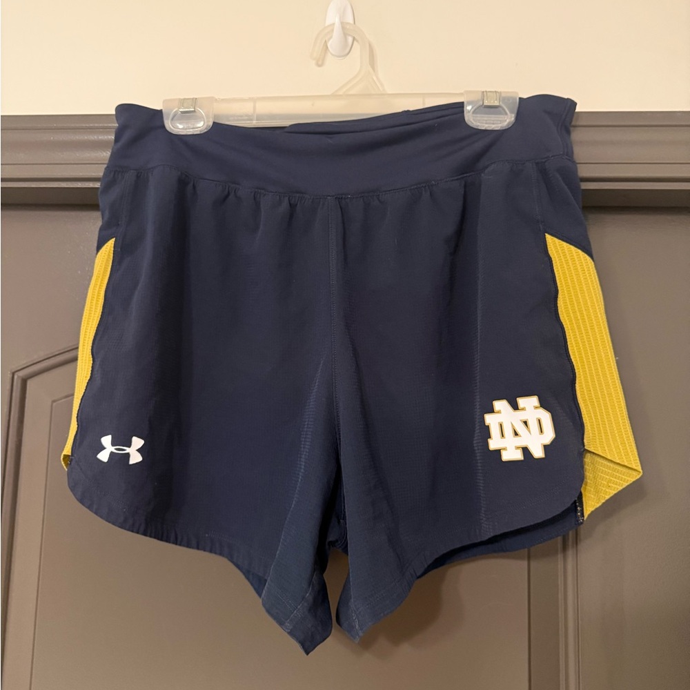 Under Armour Notre Dame women’s high rise running athletic navy shorts